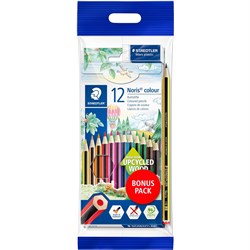 Staedtler Noris Club 12 Assorted Coloured Pencils Bonus Pencil and Eraser